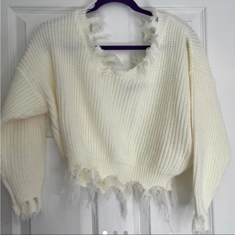 cropped fringe sweater
